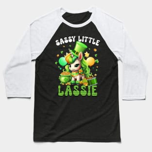 Sassy Little Lassie Cute Saint Pattys Girls Lepricorn St Patricks Day Unicorn Baseball T-Shirt